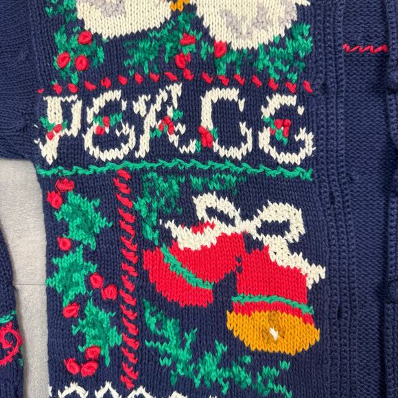 Vtg Signatures by Northern Isles Knitted by Hand Button Up Xmas Sweater WMSN M - Picture 4 of 9